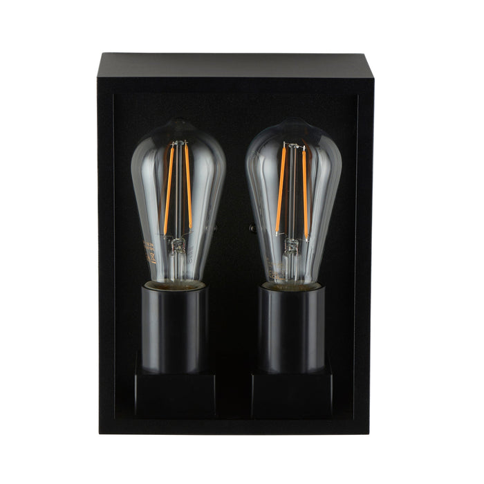 Saxby 118838 Breton 10W IP44 E27 Twin Wall Light Dimmable - Matt Black (Lamp Not Included)
