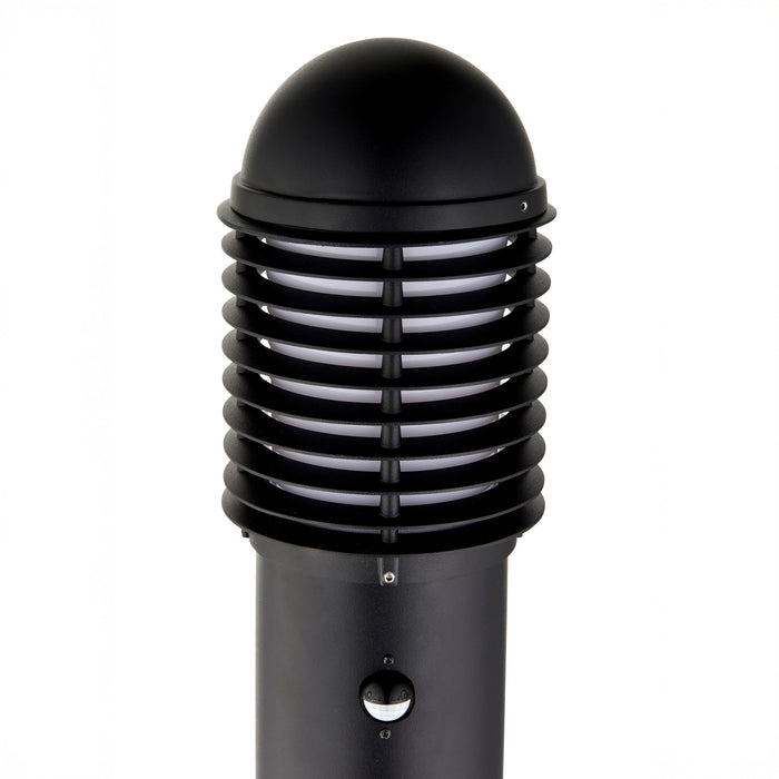 Saxby 119100 Louvre 1000mm 15W E27 IP44 LED Bollard PIR - Matt Black (Lamp Not Included)