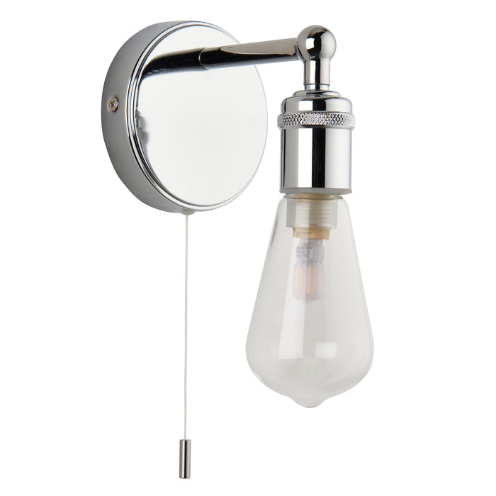 Saxby 120815 Ori IP44 3.5W G9 Single Bathroom Wall Light with Pull Cord - Chrome (Lamp Not Included)