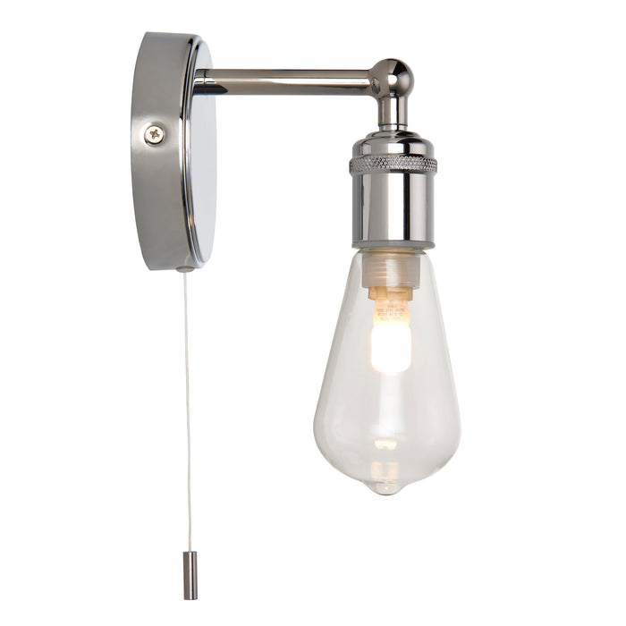 Saxby 120815 Ori IP44 3.5W G9 Single Bathroom Wall Light with Pull Cord - Chrome (Lamp Not Included)