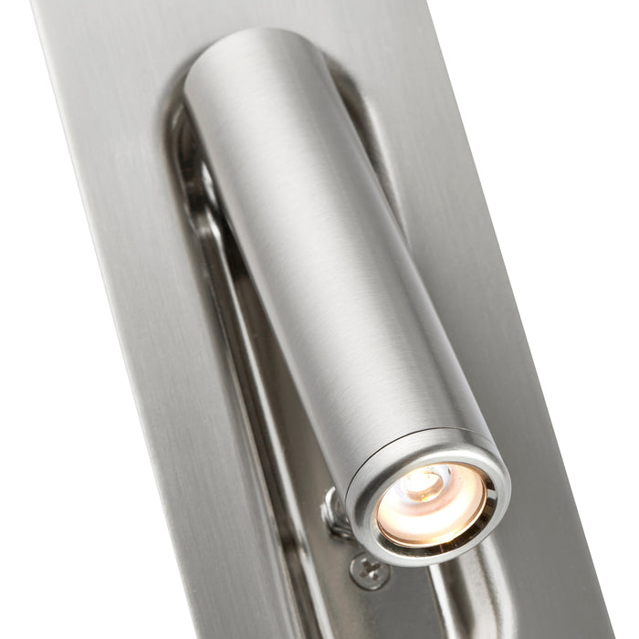 Saxby 120963 Lumos 3W IP20 Adjustable LED Wall Light with USB A+C 3000K - Stainless Steel