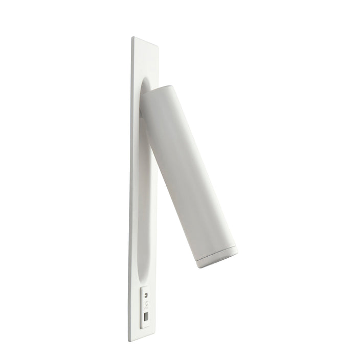 Saxby 120964 Lumos 3W IP20 Adjustable LED Wall Light with USB A+C 3000K - Matt White