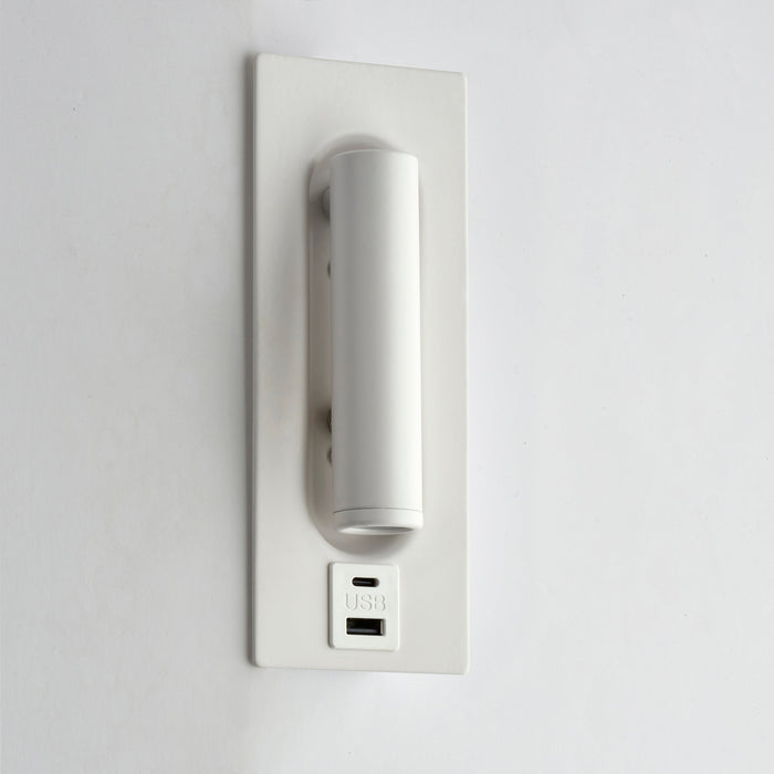 Saxby 120964 Lumos 3W IP20 Adjustable LED Wall Light with USB A+C 3000K - Matt White