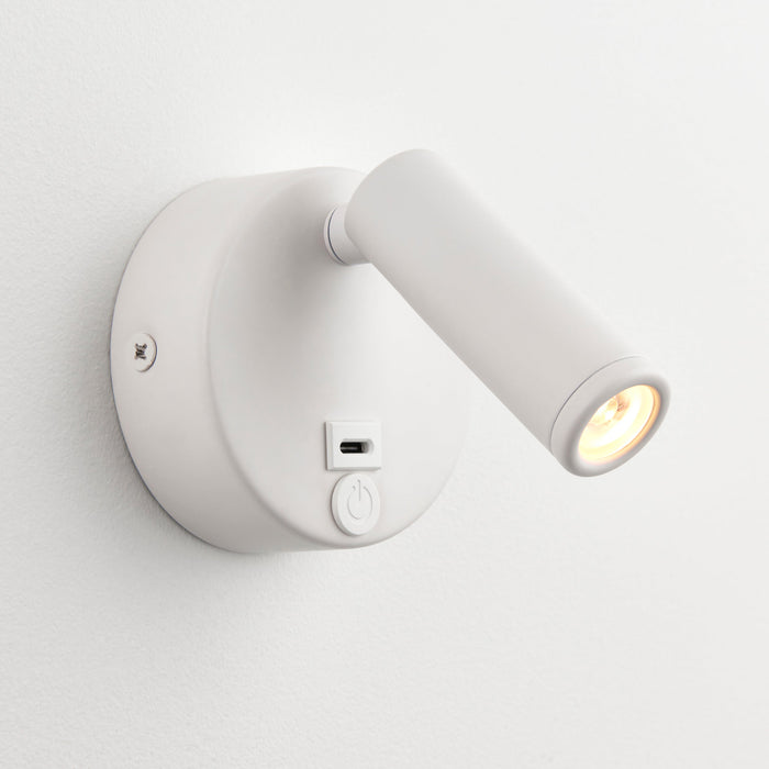Saxby 120967 Lumos Mini 3W IP20 Adjustable LED Wall Light with USB C 3000K - Matt White