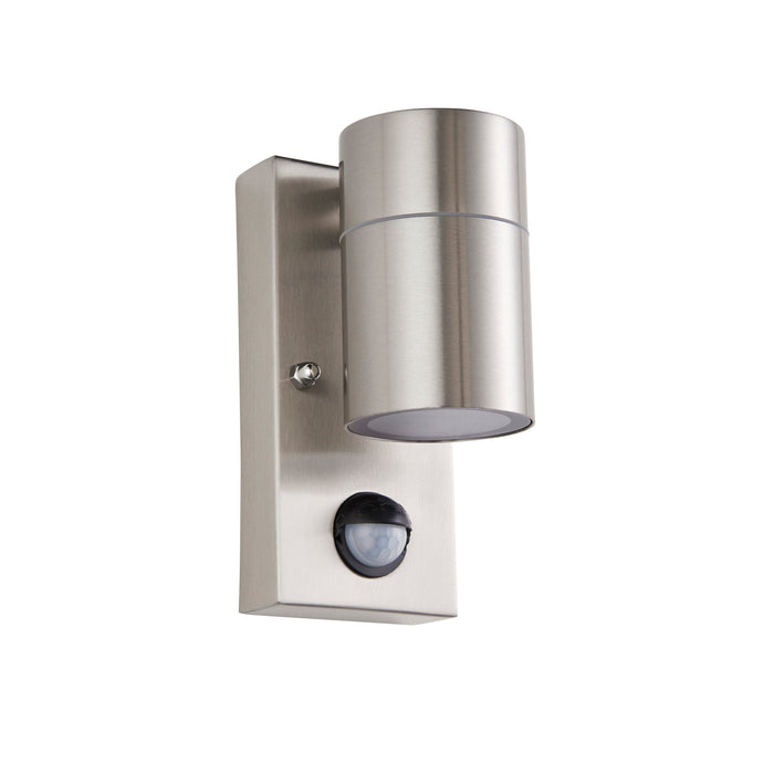 Saxby 121027 Scope GU10 IP65 Fixed Single Wall Light with PIR & Photocell - Stainless Steel (Lamp Not Included)