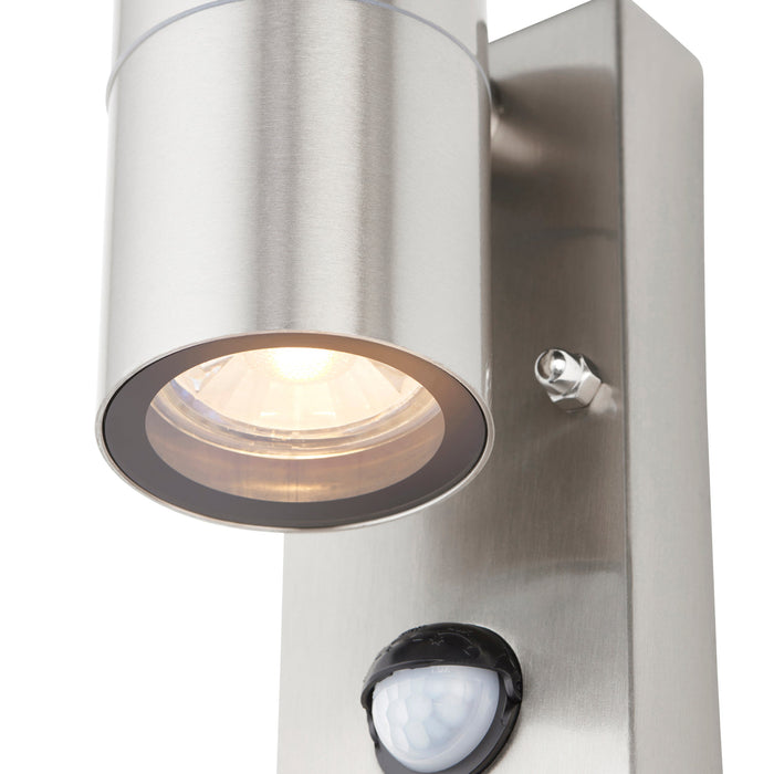 Saxby 121027 Scope GU10 IP65 Fixed Single Wall Light with PIR & Photocell - Stainless Steel (Lamp Not Included)