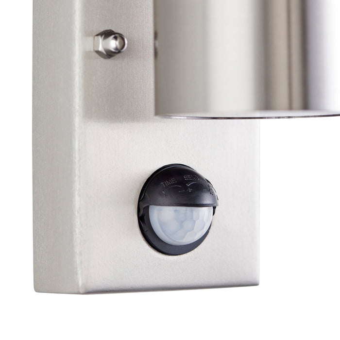 Saxby 121027 Scope GU10 IP65 Fixed Single Wall Light with PIR & Photocell - Stainless Steel (Lamp Not Included)