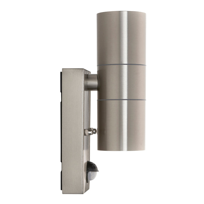 Saxby 121029 Scope GU10 IP65 Fixed Up/Down Wall Light with PIR & Photocell - Stainless Steel (Lamp Not Included)