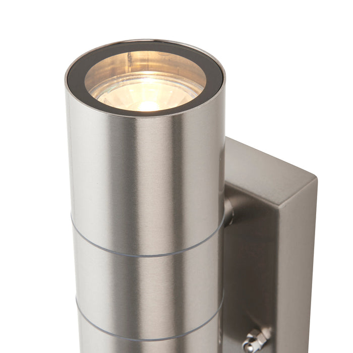 Saxby 121029 Scope GU10 IP65 Fixed Up/Down Wall Light with PIR & Photocell - Stainless Steel (Lamp Not Included)