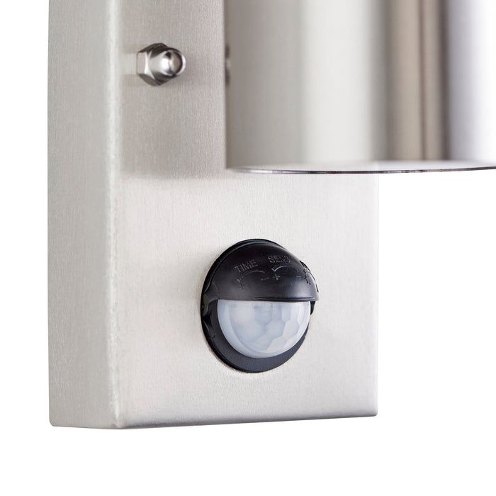 Saxby 121029 Scope GU10 IP65 Fixed Up/Down Wall Light with PIR & Photocell - Stainless Steel (Lamp Not Included)