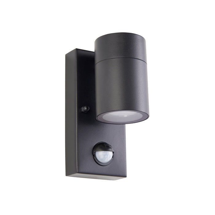 Saxby 121027 Scope GU10 IP65 Aluminium Fixed Single Wall Light with PIR & Photocell - Matt Black (Lamp Not Included)
