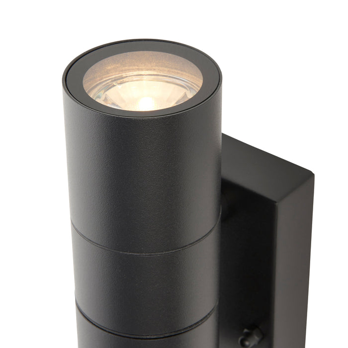Saxby 121029 Scope GU10 IP65 Aluminium Fixed Up/Down Wall Light with PIR & Photocell - Matt Black (Lamp Not Included)