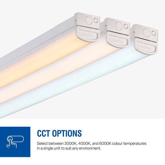 Saxby 122338 LinX20 30W/40W/51W/60W 6ft CCT IP20 LED Batten 3000K/4000K/6000K