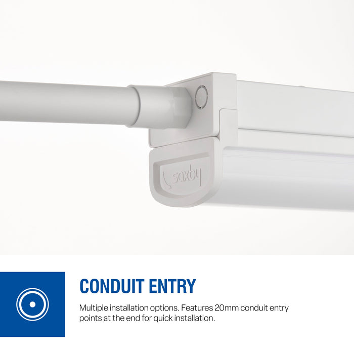 Saxby 122344 LinX20 30W/40W/51W/60W 6ft CCT IP20 LED Batten Emergency 3000K/4000K/6000K