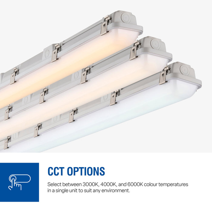 Saxby 122364 LinX65 30W/40W/50W/60.5W 6ft CCT IP65 LED Anti-Corrosive Batten Emergency 3000K/4000K/6000K
