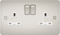 Knightsbridge FPR9000PLWx5 Flat Plate 13A 2G DP Switch Socket - Pearl + White Insert (5 Pack)