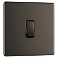 BG FBN13 Flatplate Screwless 20A 16AX Intermediate Light Switch - Black Nickel