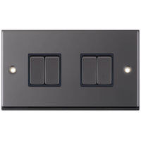 Selectric 7MPRO-404 7M-PRO 4 Gang 2 Way 10AX Plate Switch - Black Nickel, Black Insert
