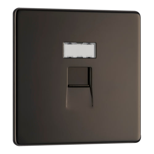 BG FBNRJ451 Flatplate Screwless RJ45 Single Data Outlet Socket - Black Nickel - westbasedirect.com