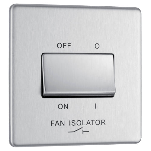 BG FBS15 Flatplate Screwless Fan Isolator Switch TP 10A - Brushed Steel - westbasedirect.com