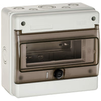 Wiska INDUBOX 1308BR/W 8 Way IP65 Weatherproof Consumer Unit Enclosure, Light Grey