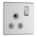 BG FBS99G Flatplate Screwless 15A Switched Socket - Grey Insert - Brushed Steel - westbasedirect.com