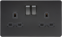 Knightsbridge SFR9000MBBx5 Screwless 13A 2G DP Switched Socket - Matt Black + Black Rocker (5 Pack)