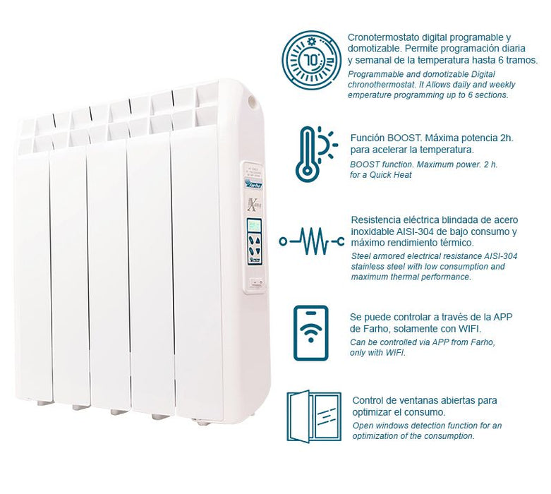 Farho XP07 Xana Plus 07 elements 770W Low Consumption Smart Wi-Fi Radiator - westbasedirect.com