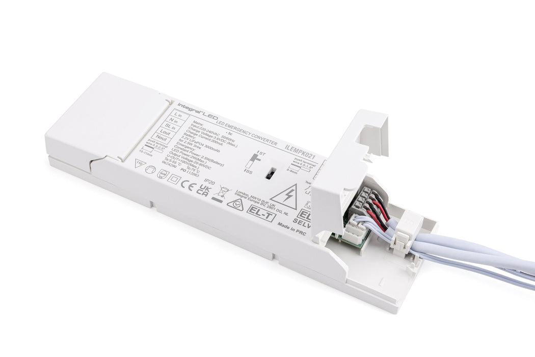 Integral ILEMPK021 Quick Fit Emergency Conversion Kit Manual/Self Test Switchable With Prewired Male-Female Quick Connectors 2.5W 20-90Vdc LiFePO4 3Hr with Remote LED Indicator