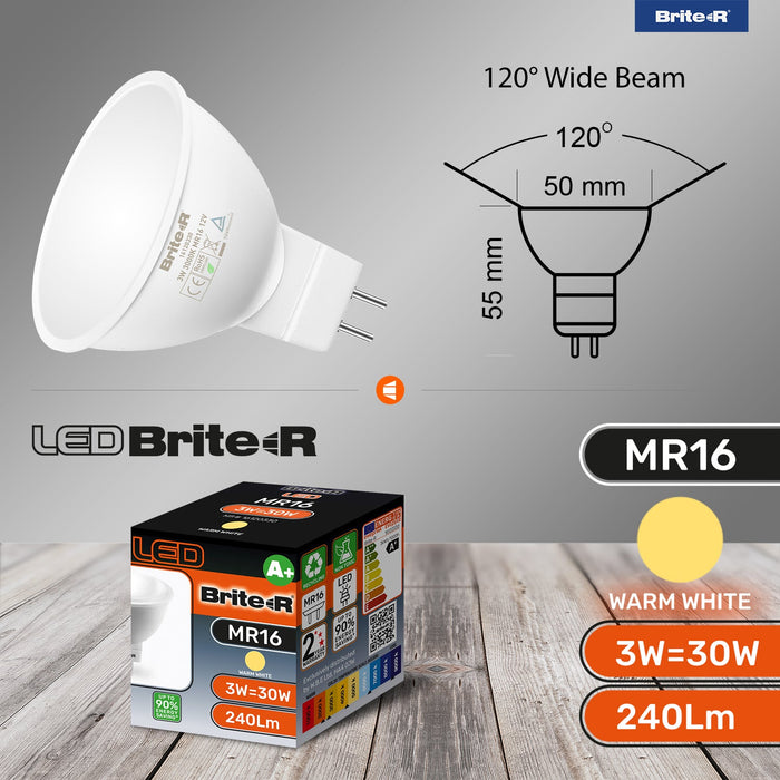 Brite-R 3W MR16 LED Bulb Warm White 3000K - westbasedirect.com