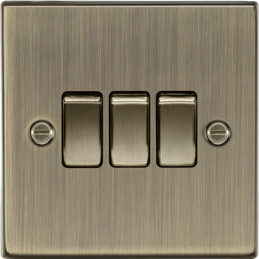 Knightsbridge CS4AB Square Edge 10AX 3G 2 Way Plate Switch - Antique Brass - westbasedirect.com