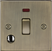 Knightsbridge CS834FAB Square Edge 20A 1G DP Switch + Neon & Flex Outlet - Antique Brass - westbasedirect.com