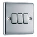 BG NPC43 Nexus Metal Triple Light Switch 10A - Polished Chrome - westbasedirect.com