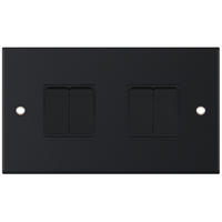 Selectric DSL11-04 5M 4 Gang 2 Way 10AX Plate Switch - Matt Black, Black Insert