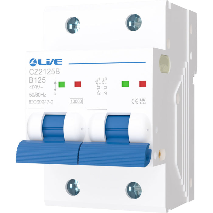 LIVE Electrical CZ2125B Double Pole 125A B Curve 10kA MCB