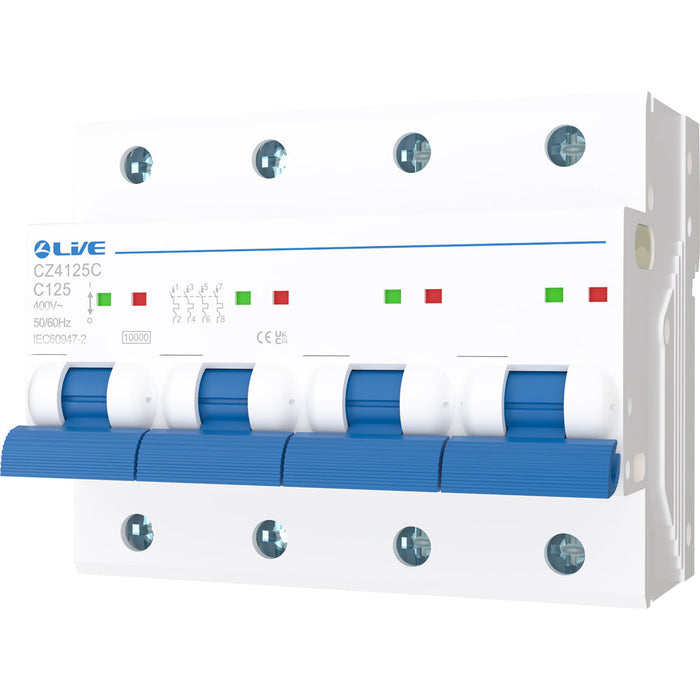 LIVE Electrical CZ4125C 4 Pole 125A C Curve 10kA MCB