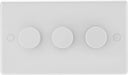 BG 883P White Round Edge 2-Way Triple Leading Edge Dimmer Push On/Off - westbasedirect.com