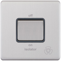 Selectric 5MPLUS-108 5M-PLUS Screwless 10AX 3 Pole Fan Isolator Switch - Satin Chrome, Grey Insert
