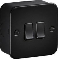 Knightsbridge M3000TB Metalclad 10AX 2G 2-way Switch - Textured Sand Black Finish