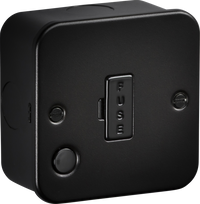 Knightsbridge M6000FTB Metalclad 13A Unswitched Fused Spur with Flex Outlet - Textured Sand Black Finish