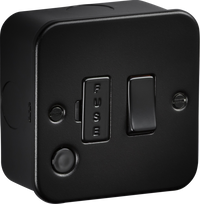 Knightsbridge M6300FTB Metalclad 13A Switched Fused Spur with Flex Outlet - Textured Sand Black Finish