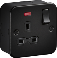 Knightsbridge MR7000NTB Metalclad 13A 1G DP Switched Socket with Neons - Textured Sand Black Finish