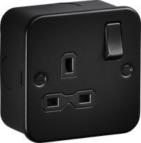 Knightsbridge MR7000TB Metalclad 13A 1G DP Switched Socket - Textured Sand Black Finish