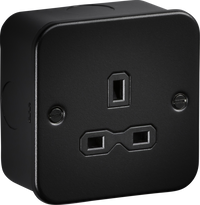 Knightsbridge MR7000UTB Metalclad 13A 1G Unswitched Socket - Textured Sand Black Finish