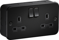 Knightsbridge MR9000TB Metalclad 13A 2G DP Switched Socket - Textured Sand Black Finish