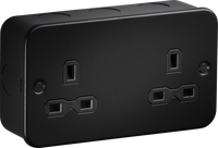 Knightsbridge MR9000UTB Metalclad 13A 2G Unswitched Socket - Textured Sand Black Finish