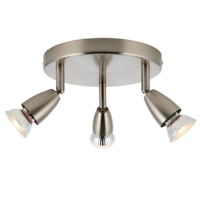 Saxby G2523413 Amalfi 3lt round spotlight satin nickel 35W Satin nickel effect plate 3 x 35W GU10 reflector (Required) - westbasedirect.com