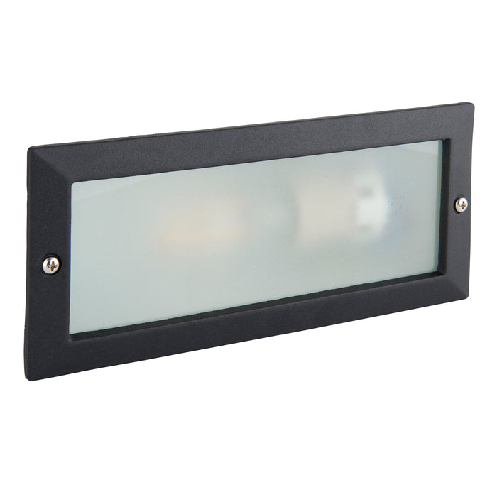 Saxby OL60AB Eco plain & louvre IP44 40W Textured black paint & frosted glass 40W E27 GLS (Required) - westbasedirect.com