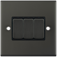 Selectric DSL12-03 5M 3 Gang 2 Way 10AX Plate Switch - Dark Bronze, Black Insert