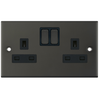 Selectric DSL12-51 5M 2 Gang 13A Switched SP Socket Outlet - Dark Bronze, Black Insert